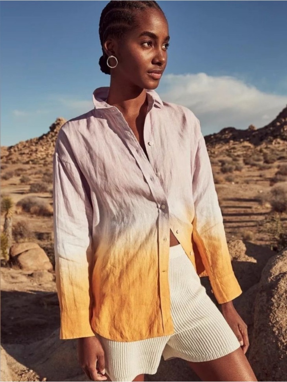 J. CREW Baird McNutt 100% Irish Linen Oversized Relaxed Fit Button Down Shirt